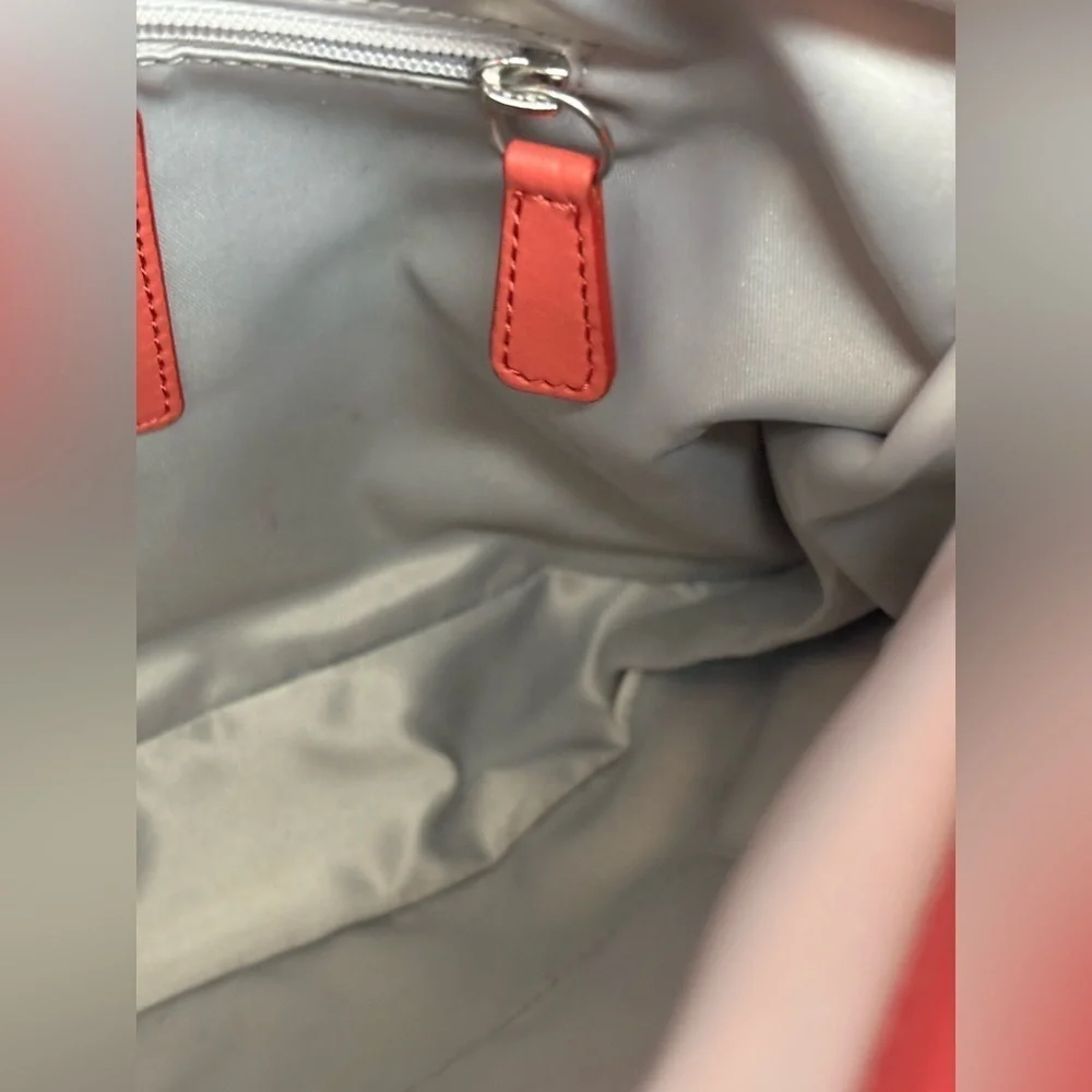 COACH women’s Coral salmon genuine leather crossbody purse NWOT silver hardware